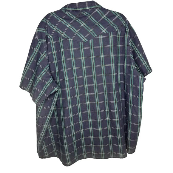 Wrangler Western Pearl Snap Plaid Shirt Size 3XL Plaid Blue Green Cowboy - Picture 2 of 7